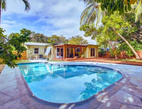 Tranquil Poolside Bliss Pergola Deck Turf Yard